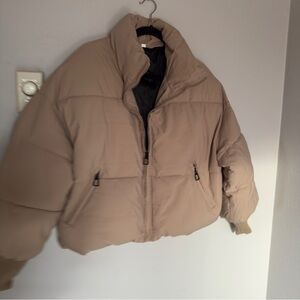 Cozy Tan Puffer Jacket for Women